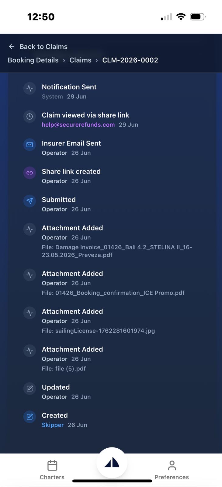 Claim timeline